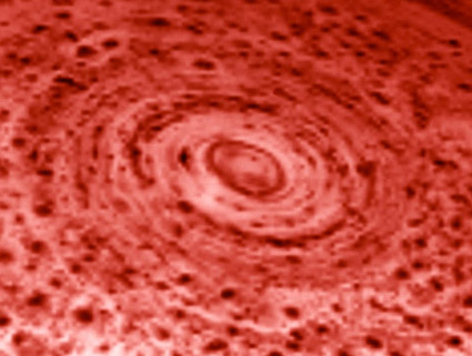 Saturn's polar storms in infrared