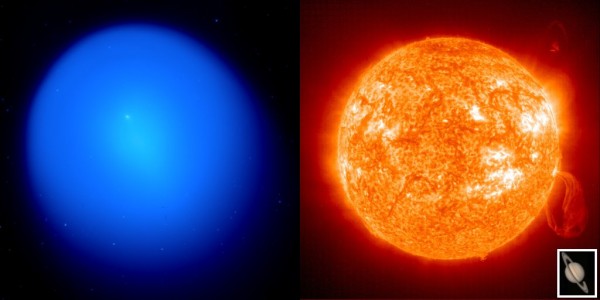 Comet 17P Holmes size comparison with the Sun and Saturn.