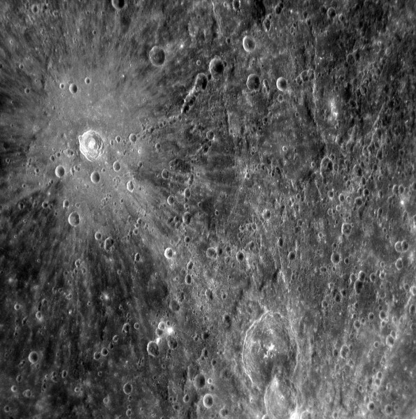 A good example of crater chains on Mercury.