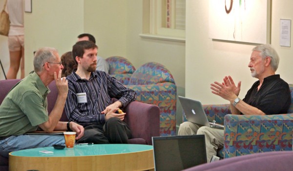 Time for relaxed discussion with Thunderbolts team members Jim Johnson and Michael Gmirkin who both spoke at the conference. Photo: Michael Steinbacher.