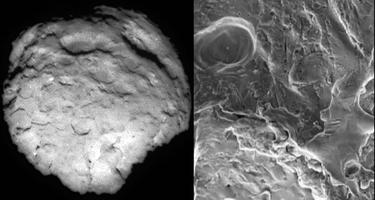 Comet Wild 2 compared to electrically machined surface