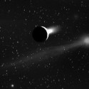 A montage of Enceladus and a comet to emphasize the unexpected similarity of the composition of their jets.