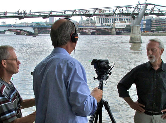 Wal Thornhill in front of the Millennium Bridge, London, August 2009.