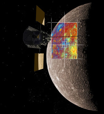 Artist's impression of MESSENGER over Mercury